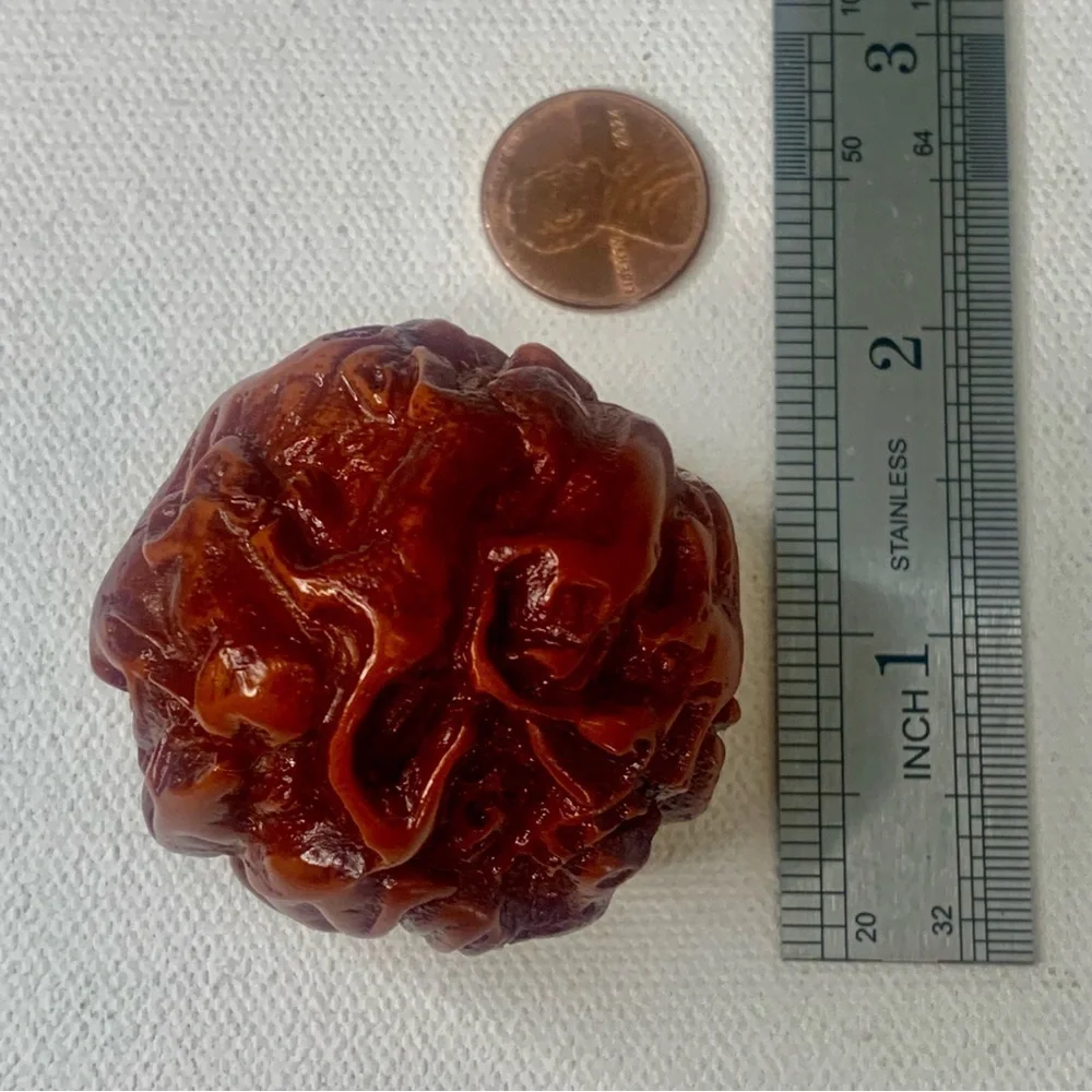 Red Faux Amber Carved Chinese Zodiac Ball 12 Animals Horse Rat Monkey Ram 1.8